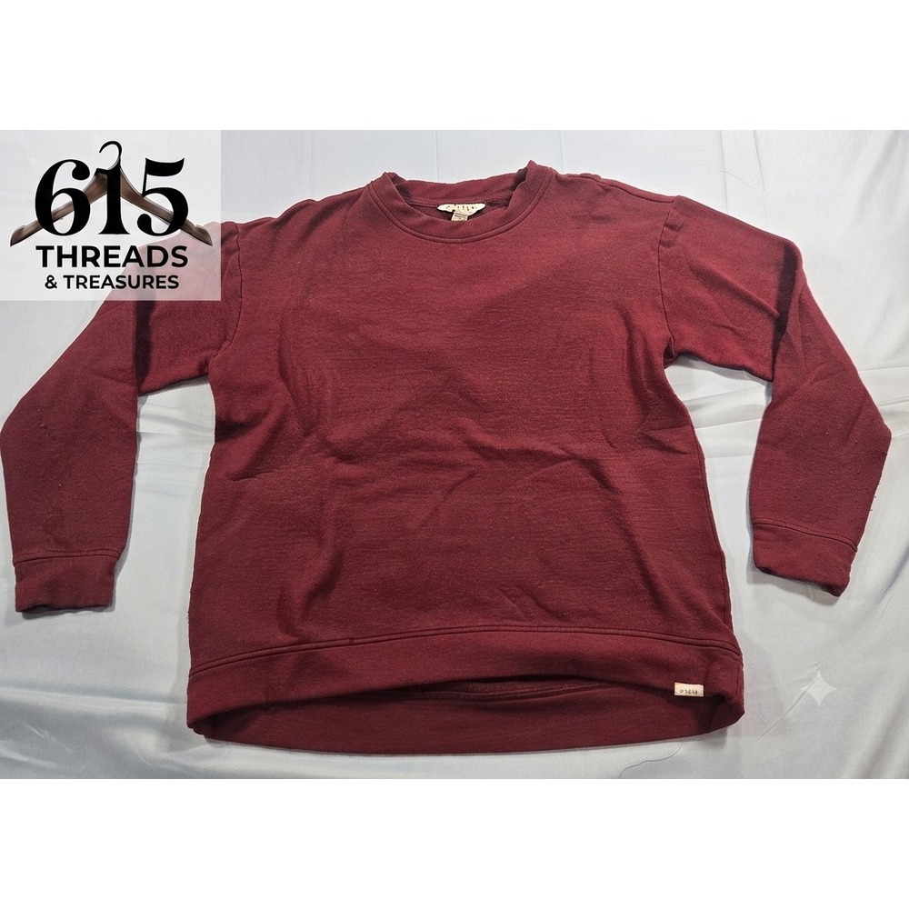 Orvis Classic Collection Womens Burgundy Crewneck Fleece Sweatshirt XS Drop Arm